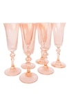 ESTELLE COLORED GLASS SET OF 6 REGAL FLUTES