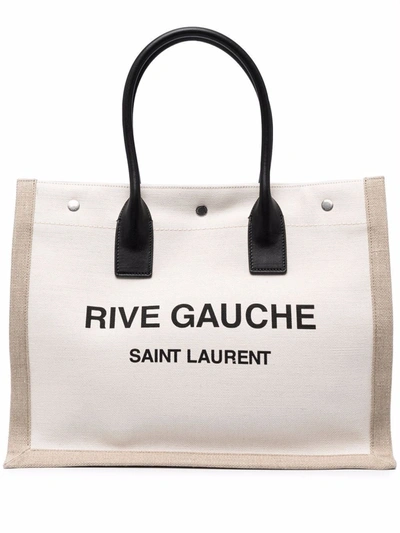 Saint Laurent Rive Gauche Tote Bag In Nude & Neutrals
