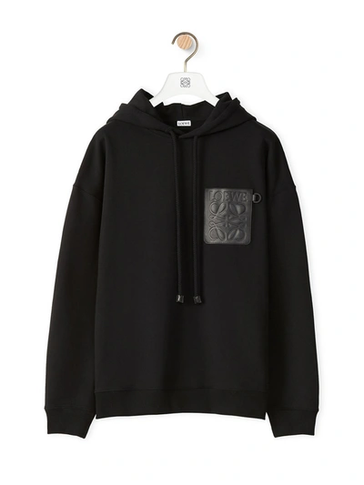Loewe Anagram-patch Cotton-jersey Hooded Sweatshirt In Black