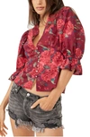 Free People I Found You Print Blouse In Wine