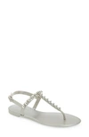 Stuart Weitzman Goldie Jelly Flat Sandals In White & Clear