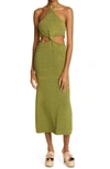 Cult Gaia Cameron Halter Dress In Olive