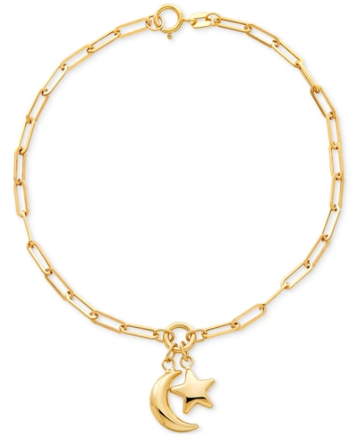 Macy's Moon & Star Charm Bracelet In 10k Gold In K Yellow Gold