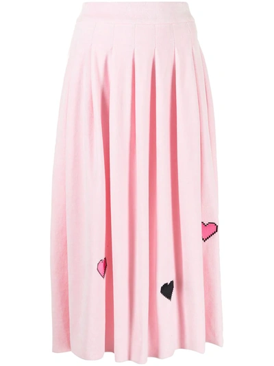 Natasha Zinko Heart-detail Pleated Maxi Skirt In Pink