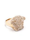 Versace Gold Tone La Medusa Crystal Ring In Gold