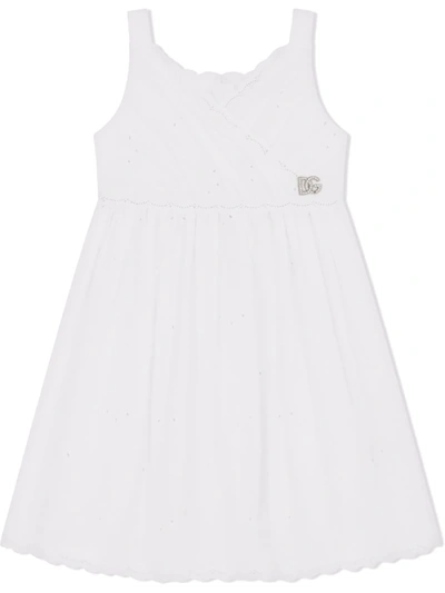 Dolce & Gabbana Kids' Logo-plaque Cotton Sundress In White