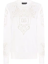 Dolce & Gabbana Silk Sweater With Dg Openwork Embroidery In White