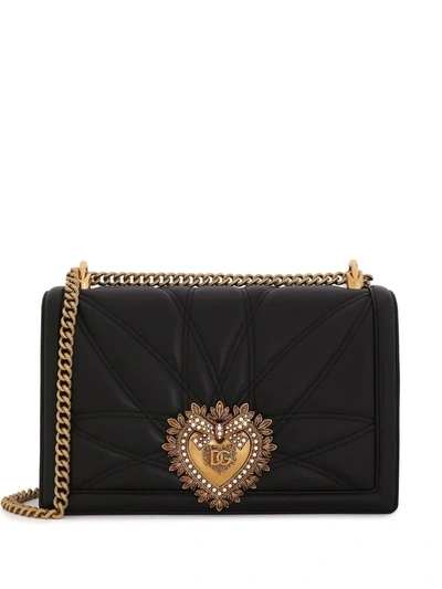 Dolce & Gabbana Large Devotion Quilted Crossbody Bag In Black