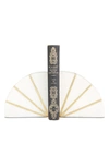 WILLOW ROW WHITE MARBLE GEOMETRIC BOOKENDS WITH GOLD INLAY