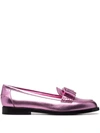 Ferragamo Vivaldo High Shine Ballerina Shoes In Pink