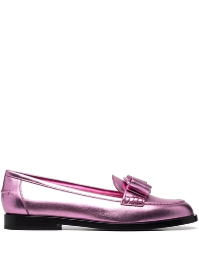 Ferragamo Vivaldo High Shine Ballerina Shoes In Pink