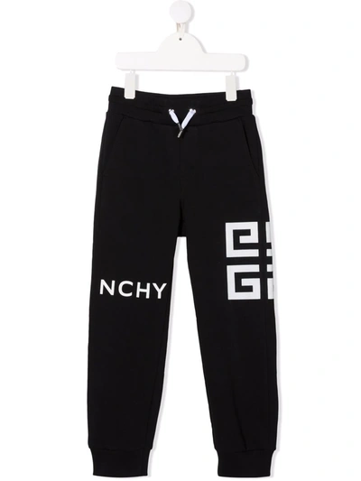 Givenchy Kids' Logo-print Drawstring-waist Track Trousers In Black