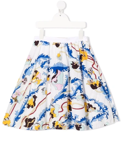 Emilio Pucci Junior Kids' Ranuncoli-print Flared Skirt In White