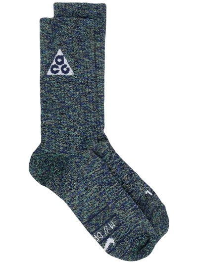 Nike Intarsia-knit Ankle Socks In Green