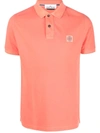 Stone Island Polo Shirt In Pique Cotton With Logo In Orange