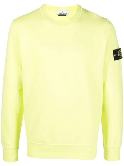 Stone Island Logo-patch Crew Neck Sweatshirt In Yellow