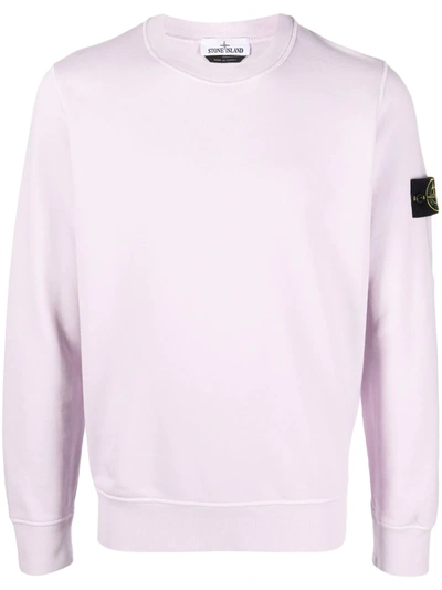 Stone Island Compass-motif Jersey-fleece Sweatshirt In Purple