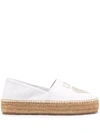 Love Moschino White Fabric Espadrilles Without Laces