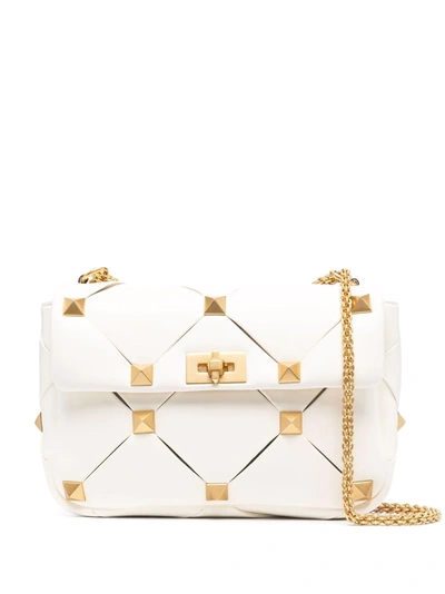Valentino Garavani Roman Stud Leather Tote Bag In Neutrals