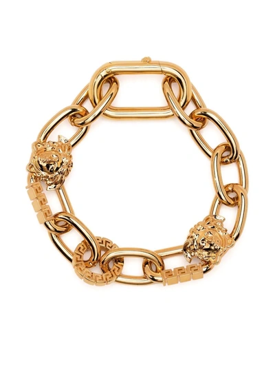Versace Logo Chain-link Bracelet In Gold