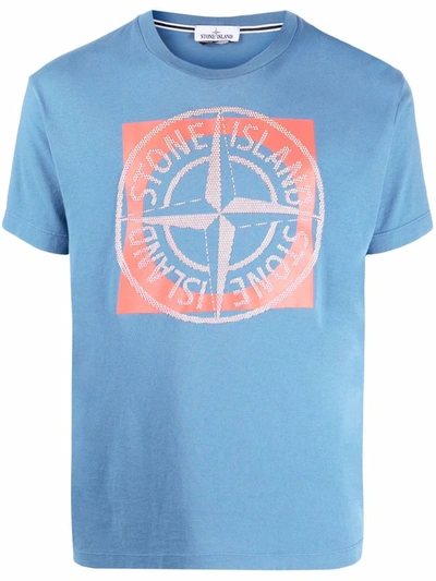 Stone Island Compass Motif Short-sleeve T-shirt In Mid Blue