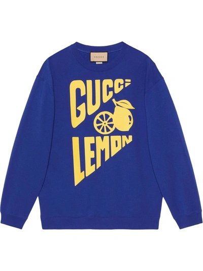 Gucci Lemon Print Sweatshirt In Blue