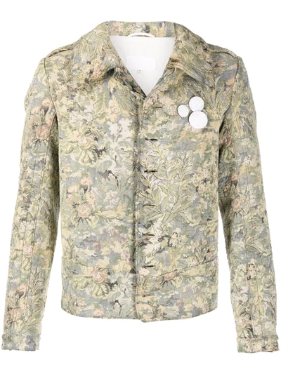 Maison Margiela Floral-jacquard Cotton-blend Jacket In Green