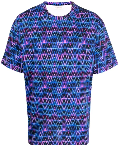 Valentino V Neon Optical Print T-shirt - Atterley In Blue/multicolour