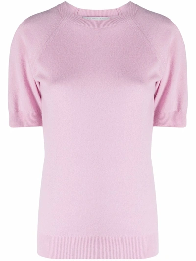 Stella Mccartney Fine-knit Cotton T-shirt In Pink