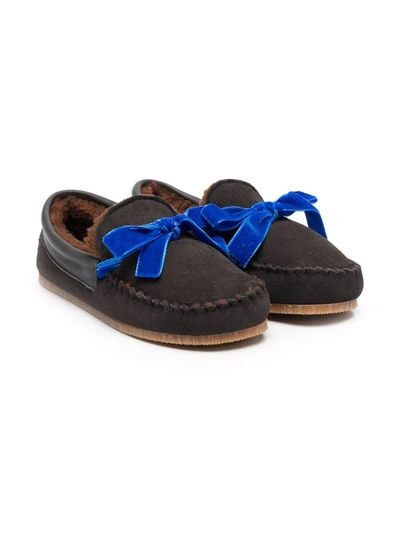 Pèpè Kids' Bow-detail Loafers In Brown