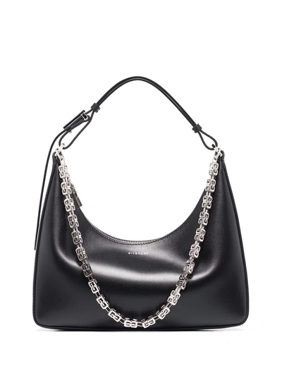 Givenchy Moon Cut-out Calfskin Medium Hobo Bag In Black