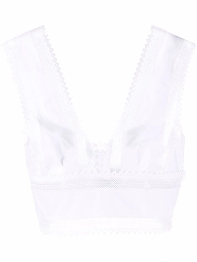 Alberta Ferretti Embroidered Cropped Top In White