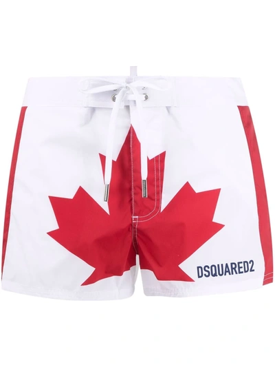 Dsquared2 Logo-print Swim Trunks In White