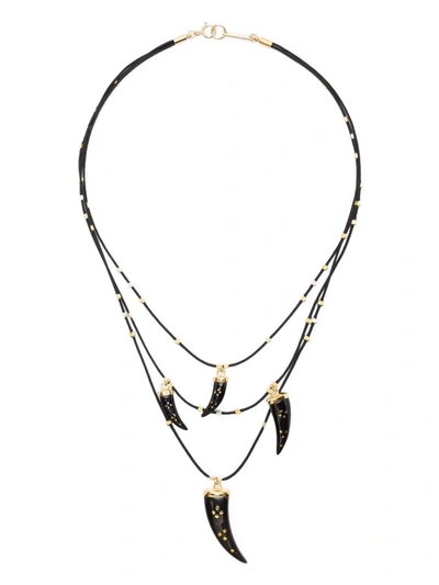Isabel Marant Multi-horn Pendant Necklace In Black