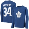 ZZDNU OUTERSTUFF YOUTH AUSTON MATTHEWS BLUE TORONTO MAPLE LEAFS AUTHENTIC STACK LONG SLEEVE NAME & NUMBER T-SHIRT