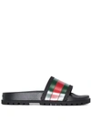 Gucci Pursuit Web Slides With Bold Stripes In Black