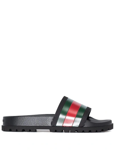 Gucci Pantoletten Mit Webdetail In Black