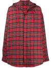 Balenciaga Plaid Hooded Flannel Button-up Shirt In Red