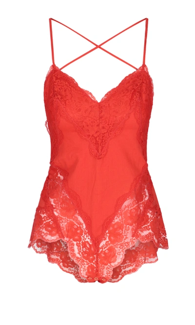 Zimmermann Bodysuit Top With Lace In Red