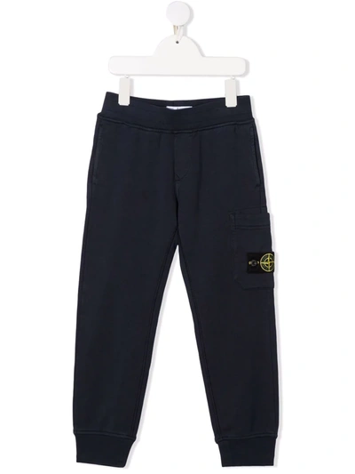 Stone Island Junior Kids' Logo-patch Track Trousers In Blue