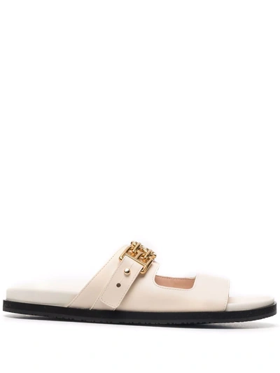 Bally Logo-plaque Leather Slides In White