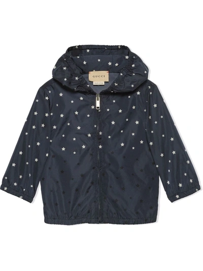 Gucci Babies' Star-logo Print Hooded Jacket In Blue