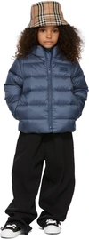 Burberry Kids' Delford 3-in-1 Monogram Quilted Hooded Jacket in Blue size  12Y