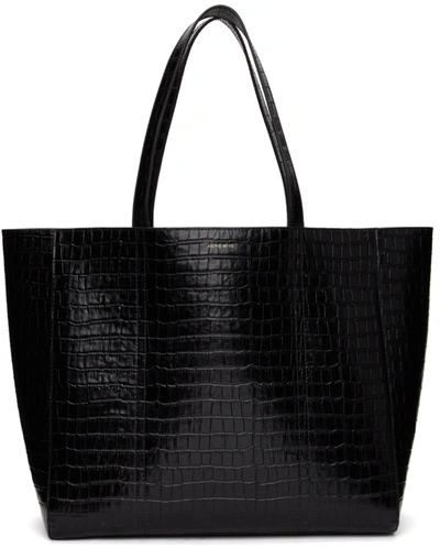 Anine Bing Crocodile-effect Tote Bag In Black