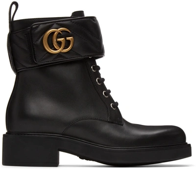 Gucci Black Marmont Ankle Boots In 1000 Black/nero