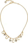Gucci Gold Script Charm Necklace In Yellow Gold