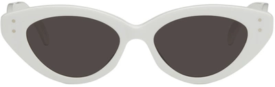 Alaïa White Slim Cat Eye Sunglasses In 002 White
