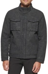 Dockers Faux Leather Military Jacket In Black