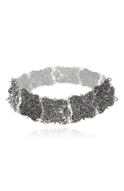 Eye Candy Los Angeles Boho Filigree Link Choker Necklace In Silver