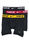 Nike Assorted 3-pack Boxer Briefs In Black Metal